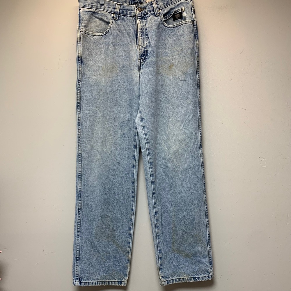 Harley-Davidson Jeans Mens 33x30 Light Blue Fair Distressed Straight Traditional